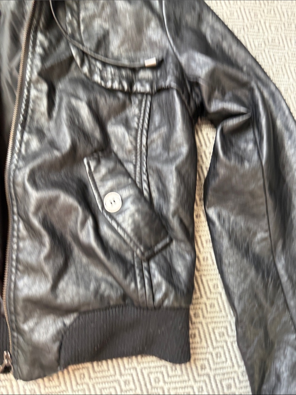 Miss Post Black Faux Leather Hooded Jacket - Picture 3 of 15